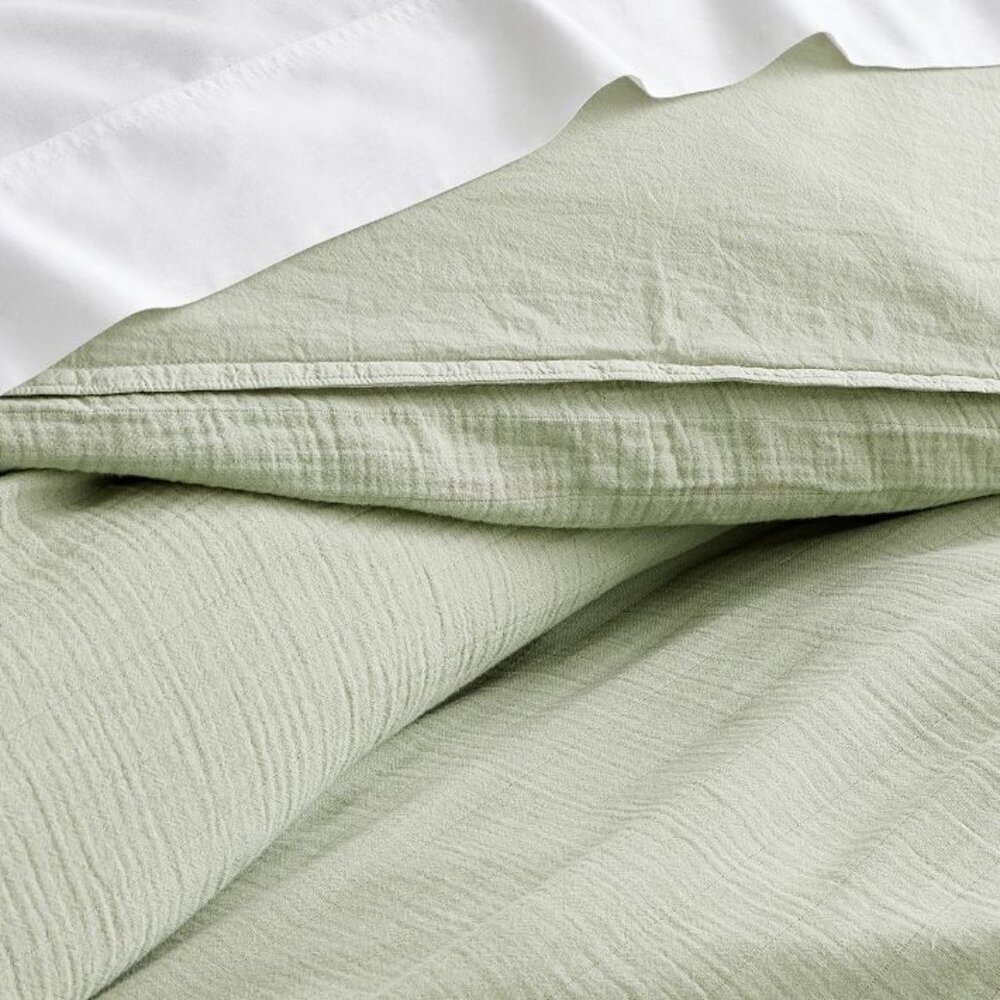 Pottery Barn Soft Gauze Duvet Cover and Pillow Sham | Sage | Twin
